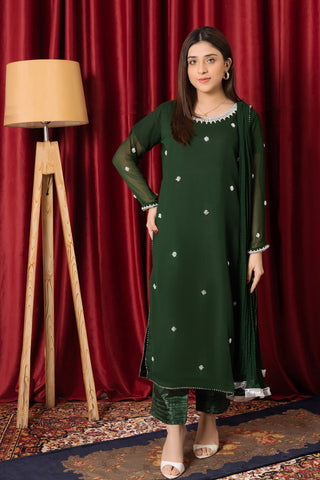 Chiffon Dress With HandWork Shirt And Wrinkled Trouser