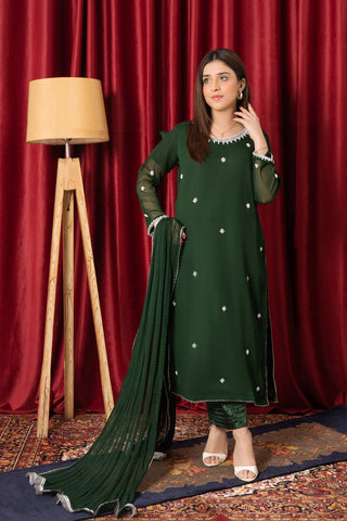 Chiffon Dress With HandWork Shirt And Wrinkled Trouser