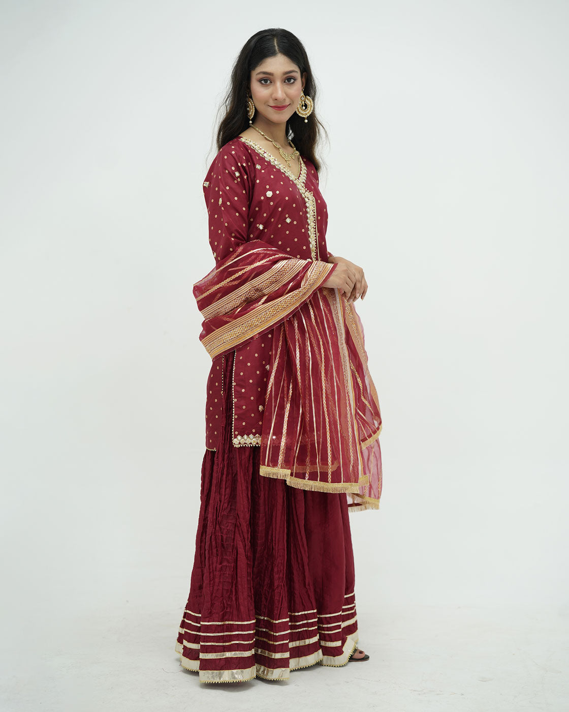 Kataan Silk Ensemble with Organza Dupatta