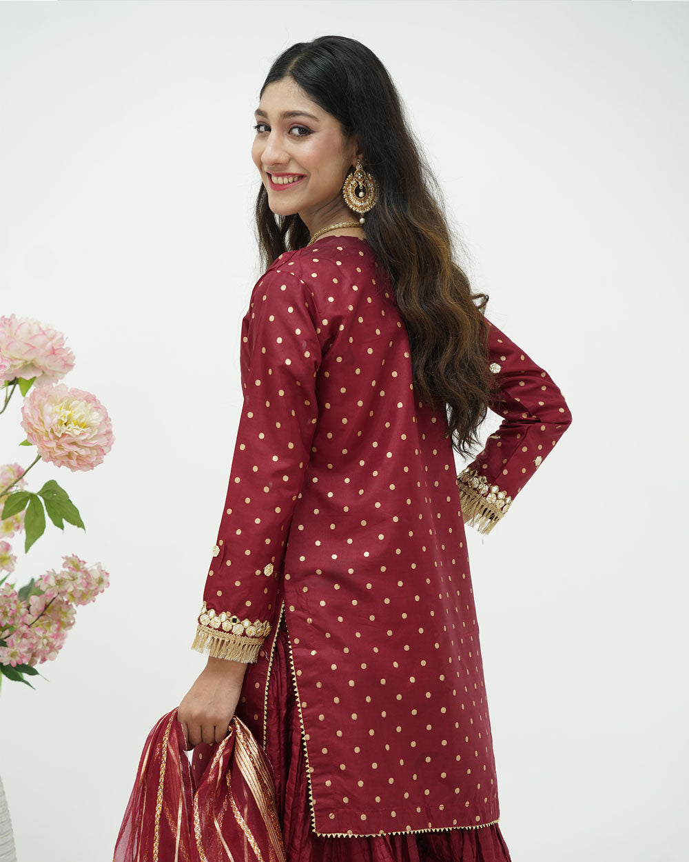 Kataan Silk Ensemble with Organza Dupatta