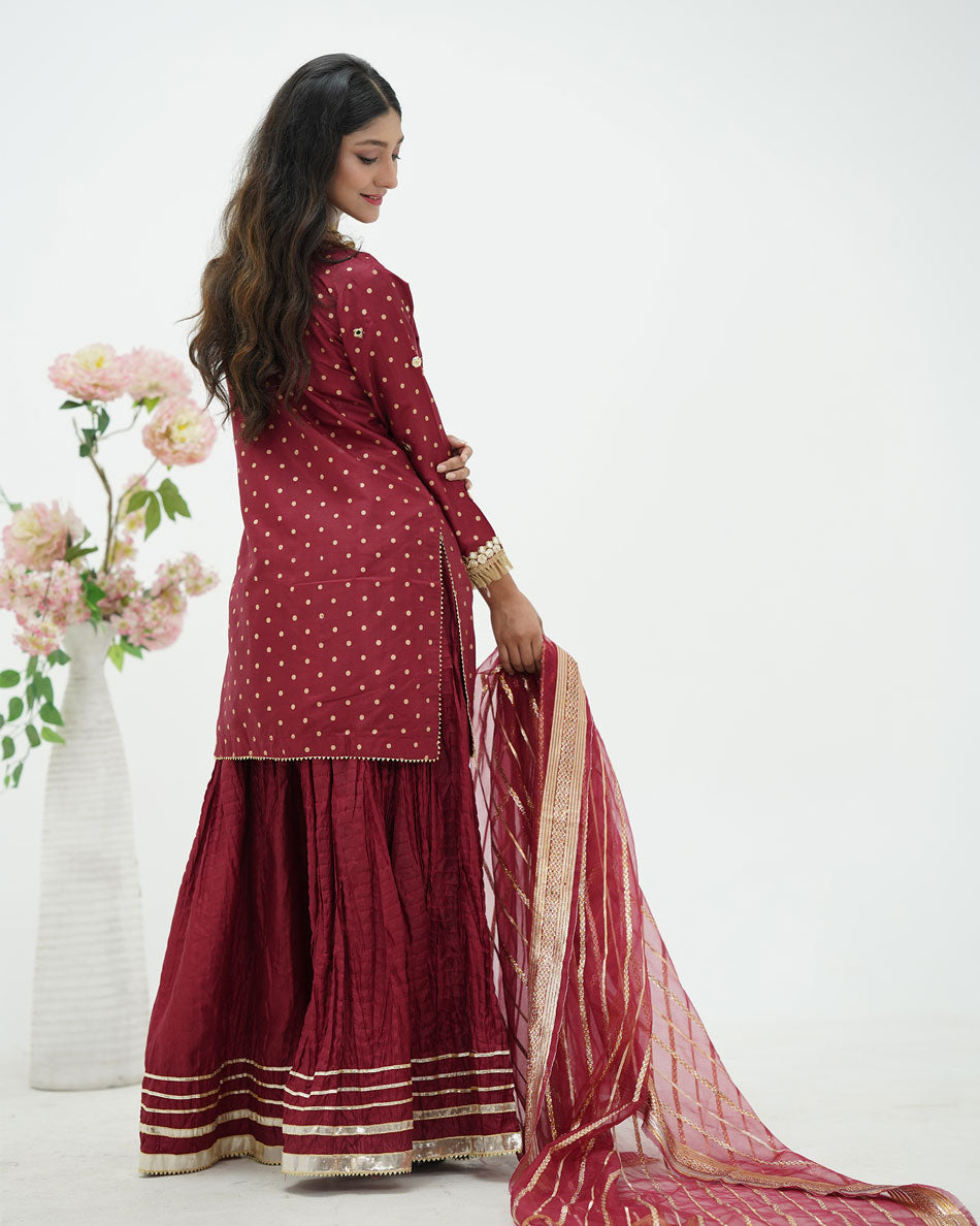 Kataan Silk Ensemble with Organza Dupatta